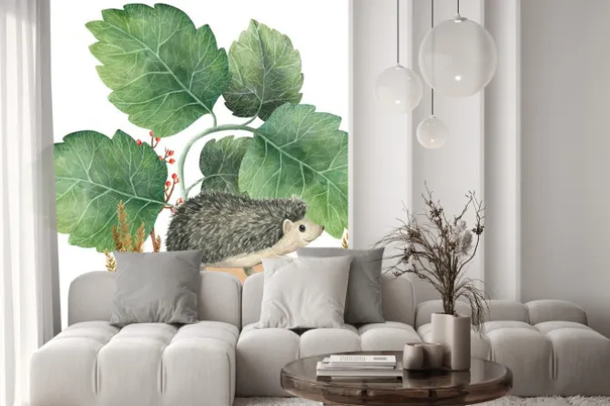 Naklejka: Woodland stories watercolor illustration hedgehog