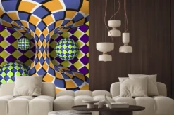 Naklejka: Wzorzyste kule tworzące iluzję optyczną z efektem 3d