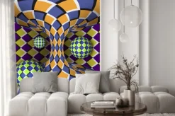 Naklejka: Wzorzyste kule tworzące iluzję optyczną z efektem 3d