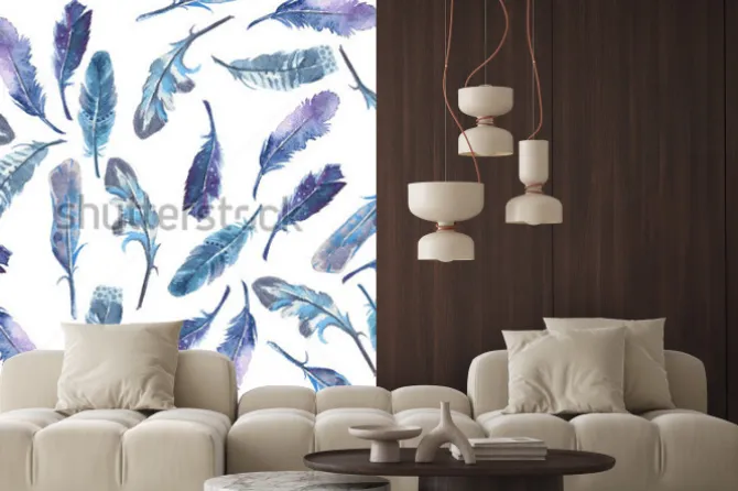 Naklejka: Wzór akwareli pióro pióro