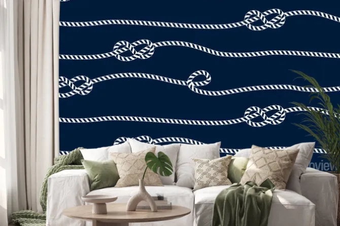 Naklejka: Wzór morski bez szwu, splot liny