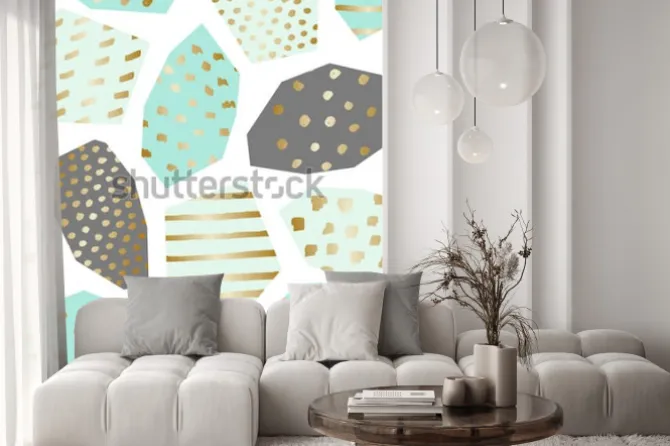 Naklejka: Wzór powtarzalny z teksturowanymi geometrycznymi kształtami w