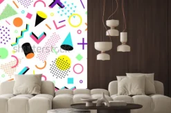 Naklejka: Wzór w stylu lat 90. geometryczne połączenie wektor wzór w stylu