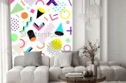 Naklejka: Wzór w stylu lat 90. geometryczne połączenie wektor wzór w stylu