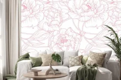 Naklejka: Wzór z czerwonym rysunkiem piwonii