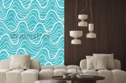 Naklejka: Wzór z fal oceanu w ozdobnym stylu. ilustracji wektorowych.