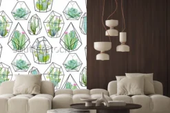 Naklejka: Wzór z kaktusami w szklarniach