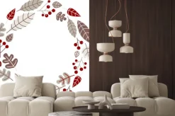 Naklejka: Xmas retro wieniec święto na białym