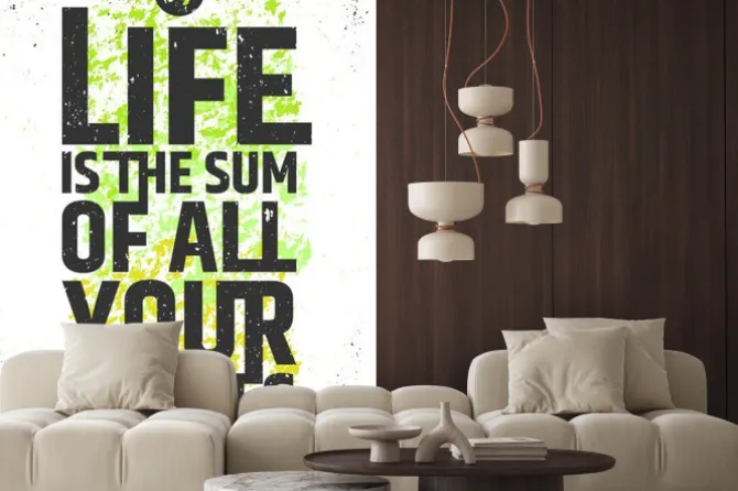 Naklejka: Życie jest sumą wszystkich wyborów inspirujący cytat na kolorowym