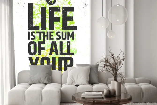 Naklejka: Życie jest sumą wszystkich wyborów inspirujący cytat na kolorowym