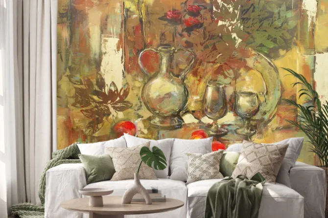 Naklejka: Życie wciąż ręcznie malowanie