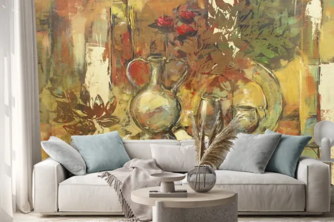 Naklejka: Życie wciąż ręcznie malowanie