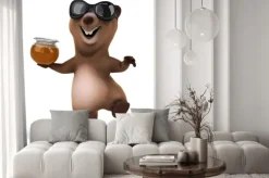 Naklejka: Zabawa niedźwiedź