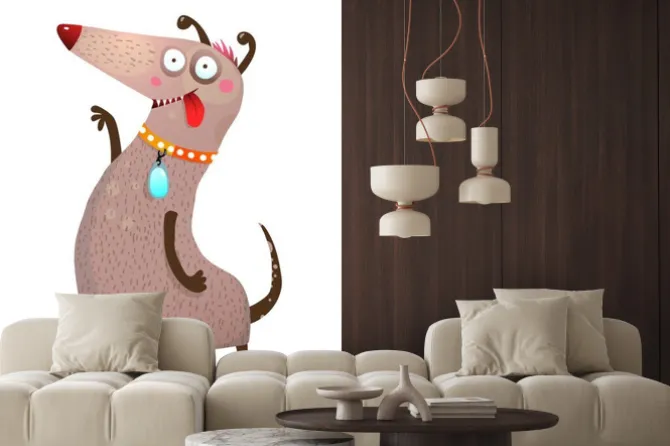 Naklejka: Zabawny pies na dwóch łapach