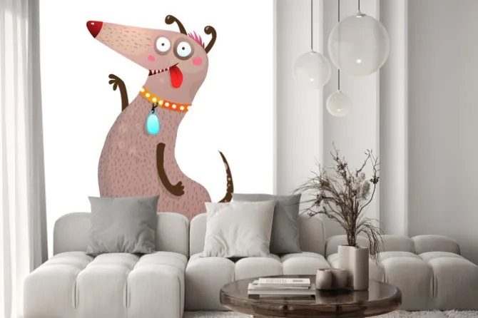 Naklejka: Zabawny pies na dwóch łapach