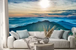 Naklejka: Zachód słońca w górach