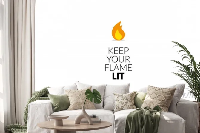 Naklejka: Zachowaj swój płomień oświetlony motywacyjny cytat wektor plakat