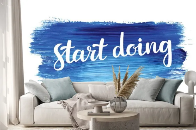 Naklejka: Zacząć robić. cytat na rękę napis tło wektor kreatywny