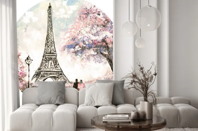 Naklejka: Zakochana para pod wieżą eiffla