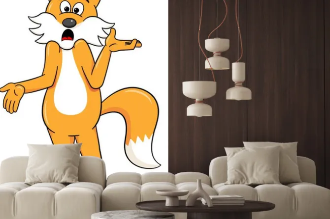 Naklejka: Zakłopotani cartoon fox
