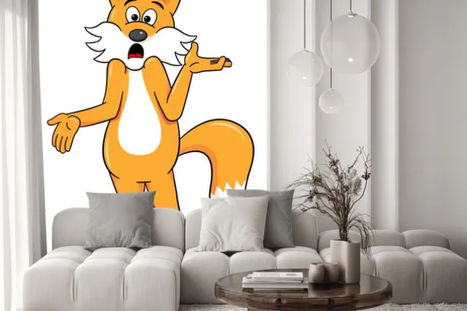 Naklejka: Zakłopotani cartoon fox