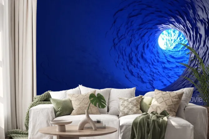 Naklejka: Zakręcony tunel w niebieskim kolorze