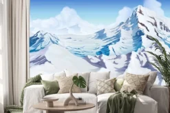 Naklejka: Zaśnieżone szczyty górskie, tło wektor