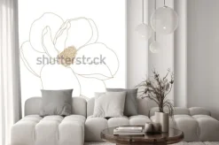 Naklejka: Zarys kwiatu magnolii na białym tle