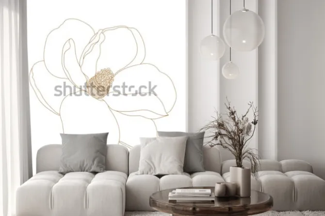 Naklejka: Zarys kwiatu magnolii na białym tle