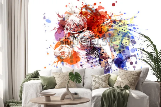 Naklejka: Zawiera kolor ilustraci futbolu amerykańskiego gracza