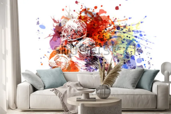 Naklejka: Zawiera kolor ilustraci futbolu amerykańskiego gracza