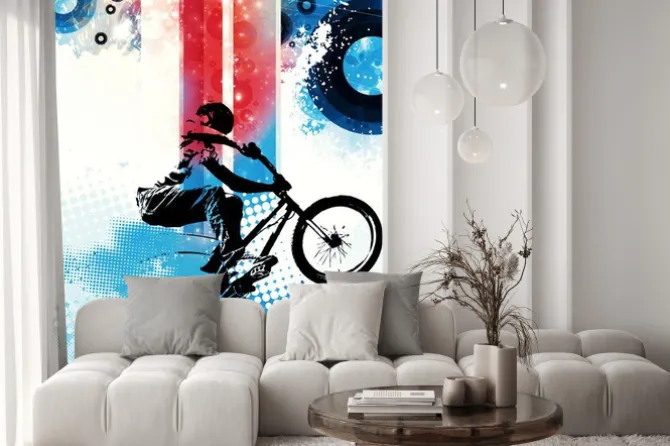 Naklejka: Zawodnik bmx na rowerze