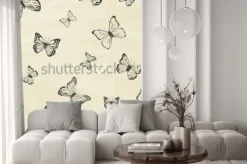 Naklejka: Zbiór ręcznie używanych motyle. entomologiczny zbiór motyli o