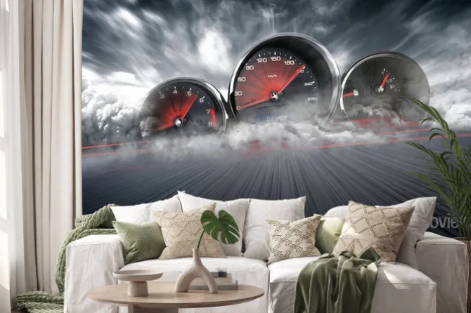 Naklejka: Zegary samochodowe na szybkiej drodze