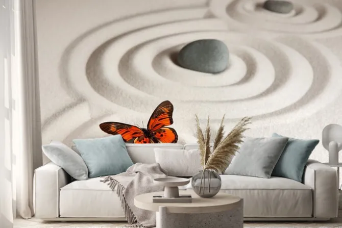 Naklejka: Zen kamienie z motylem