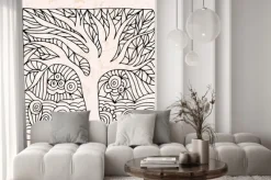 Naklejka: Zentangle z drzewa i kwiaty