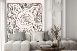 Naklejka: Zentangle z róż i liści