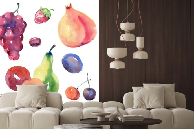 Naklejka: Zestaw akwareli owoce