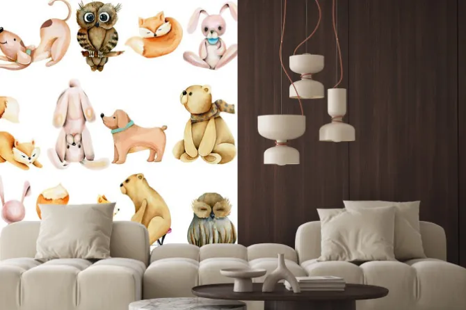 Naklejka: Zestaw akwarelowych zwierząt