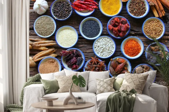 Naklejka: Zestaw egzotycznych przypraw i dodatków