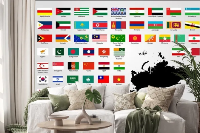 Naklejka: Zestaw flag państw azjatyckich