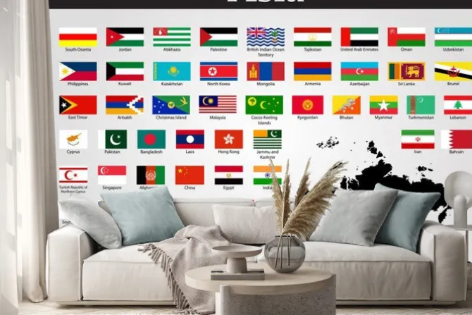 Naklejka: Zestaw flag państw azjatyckich