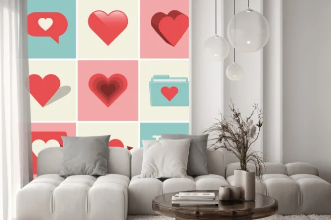 Naklejka: Zestaw ikon serca