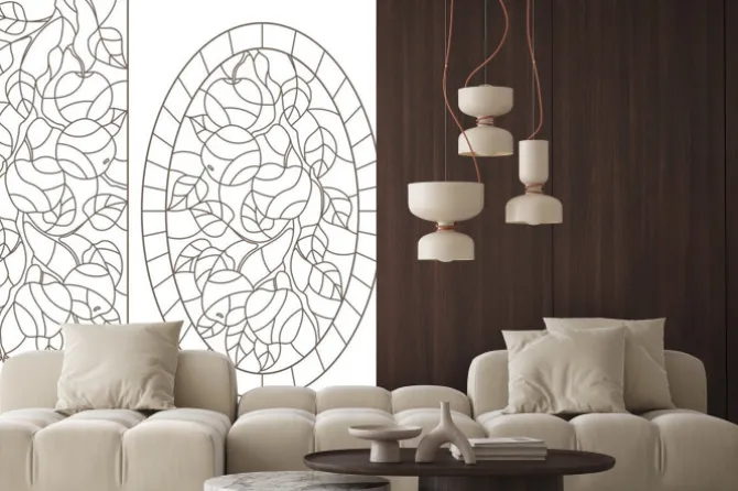 Naklejka: Zestaw ilustracji konturowych witraży z gałęziami drzew, gałęzi