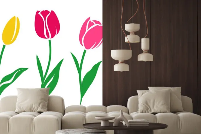 Naklejka: Zestaw kolorowe tulipan sylweta. ilustracji wektorowych. kolekcja