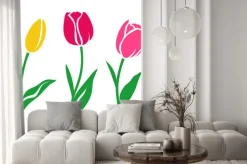 Naklejka: Zestaw kolorowe tulipan sylweta. ilustracji wektorowych. kolekcja