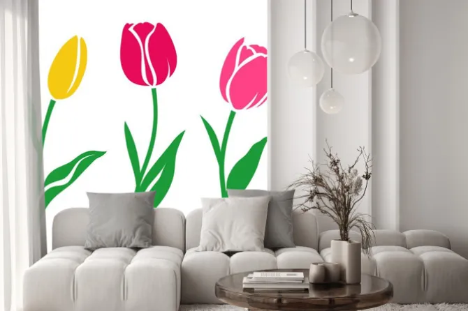 Naklejka: Zestaw kolorowe tulipan sylweta. ilustracji wektorowych. kolekcja