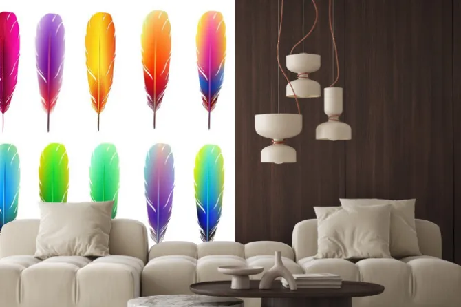 Naklejka: Zestaw kolorowych piór