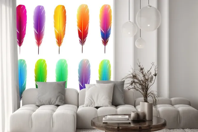 Naklejka: Zestaw kolorowych piór