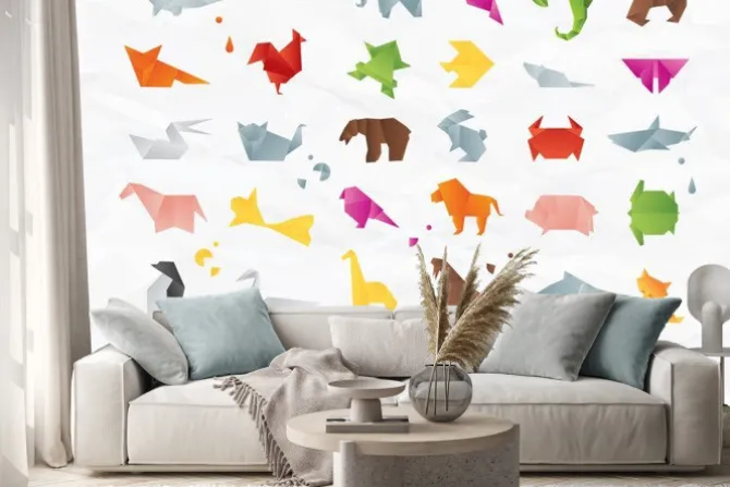 Naklejka: Zestaw koloru origami dla zwierząt